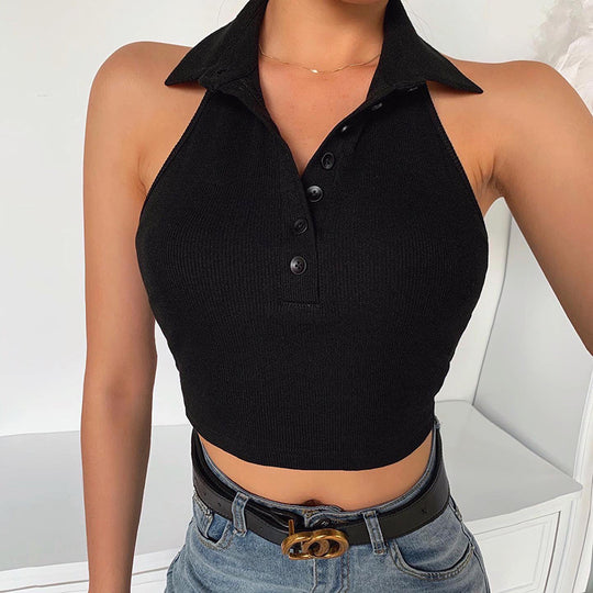 Damen Bateau-Ausschnitt Top mit Knopfdetails EB