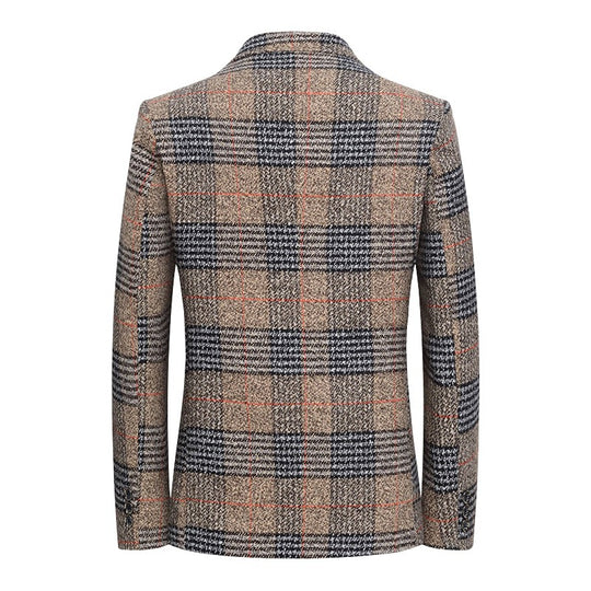 Herren Tweed-Sakko mit Glencheck-Muster und schmaler Passform EB