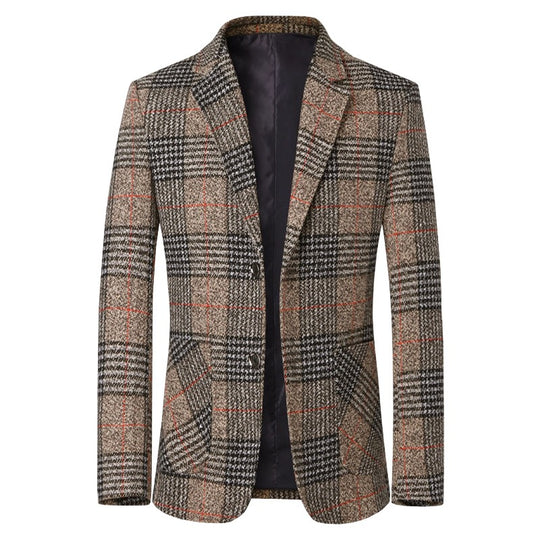 Herren Tweed-Sakko mit Glencheck-Muster und schmaler Passform EB