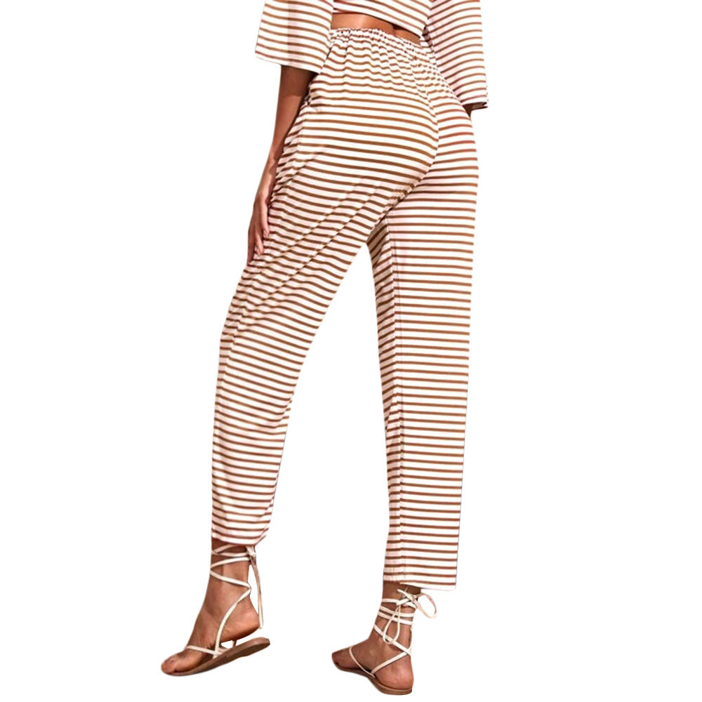 Damen Jersey-Loungehose mit elastischem Bund Tunnelzug Eingrifftaschen geradem Bein Eichborn Berlin