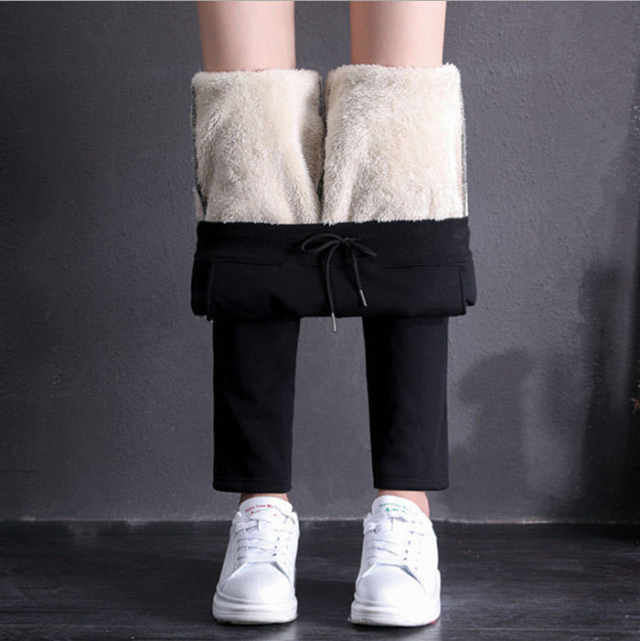 Damen nan gefütterte Thermo-Jogginghose mit Teddyfutter, elastischem Bund und Kordelzug EB