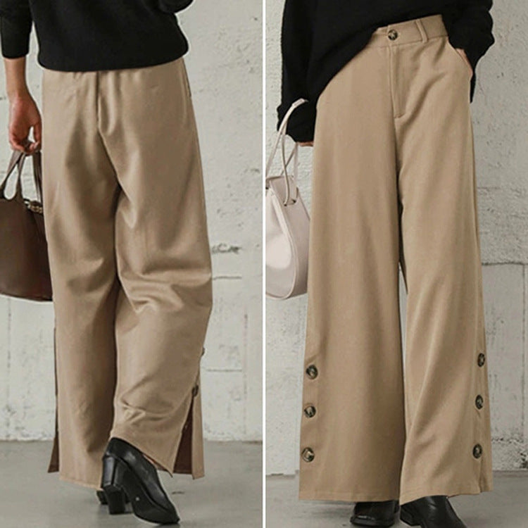 Damen Weite Hosen mit Knopfdetails EB