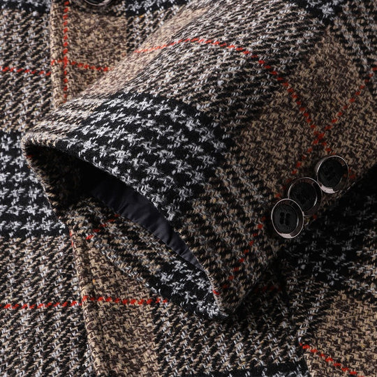 Herren Tweed-Sakko mit Glencheck-Muster und schmaler Passform EB