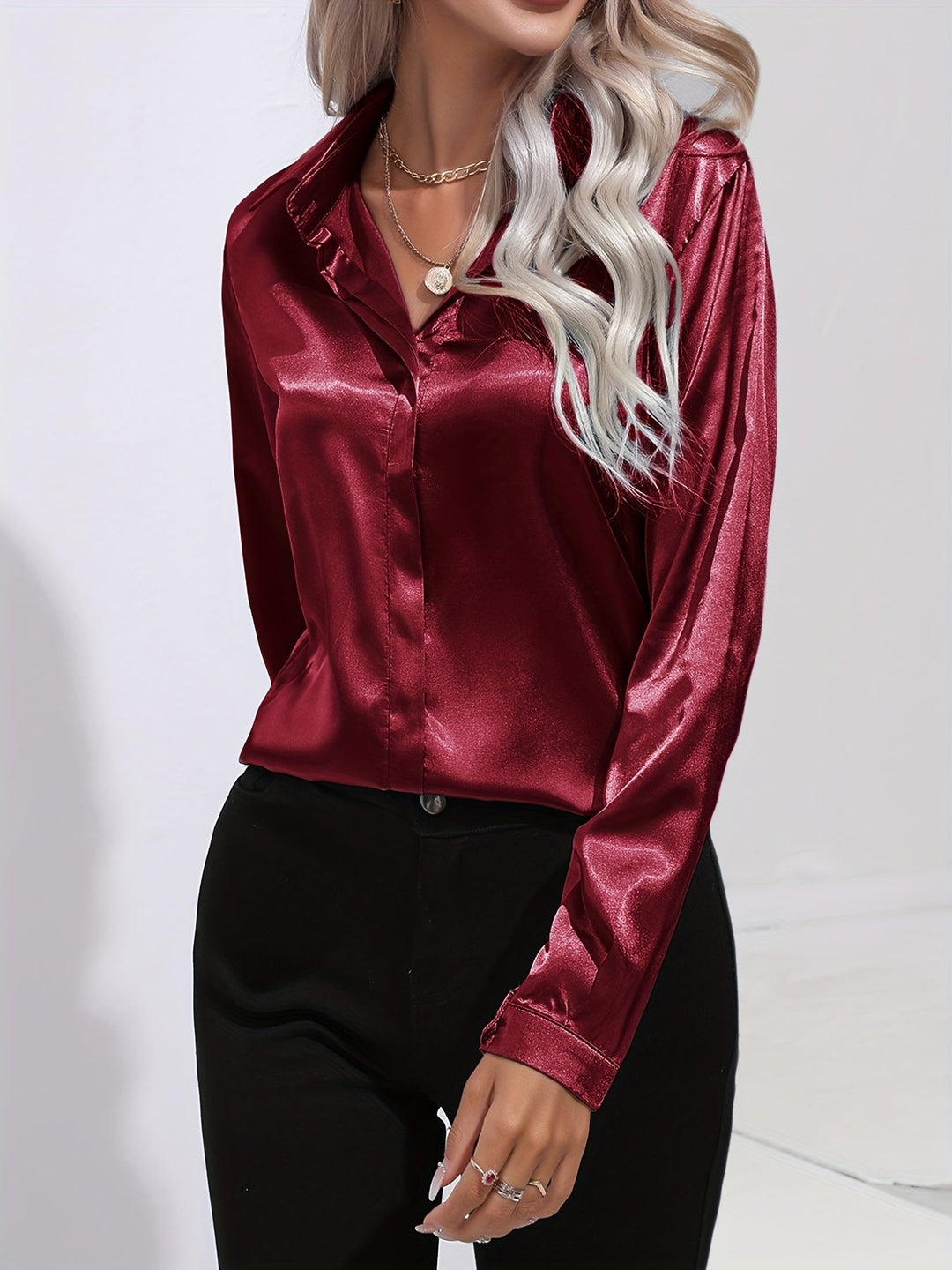 EB | Damen Elegante Satinbluse