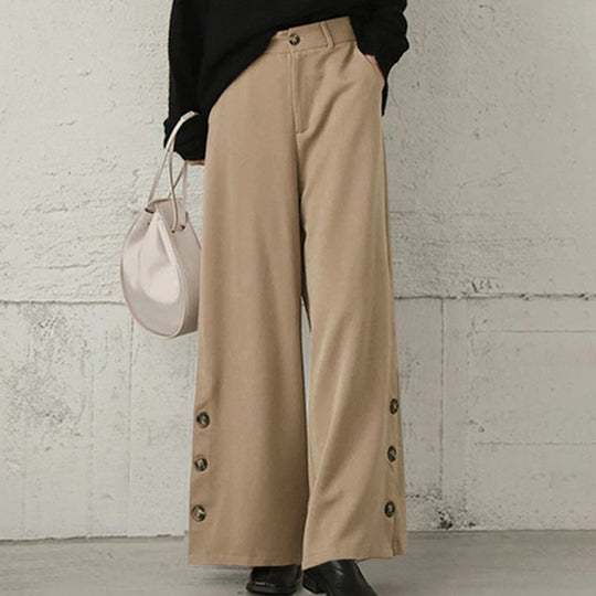 Damen Weite Hosen mit Knopfdetails EB