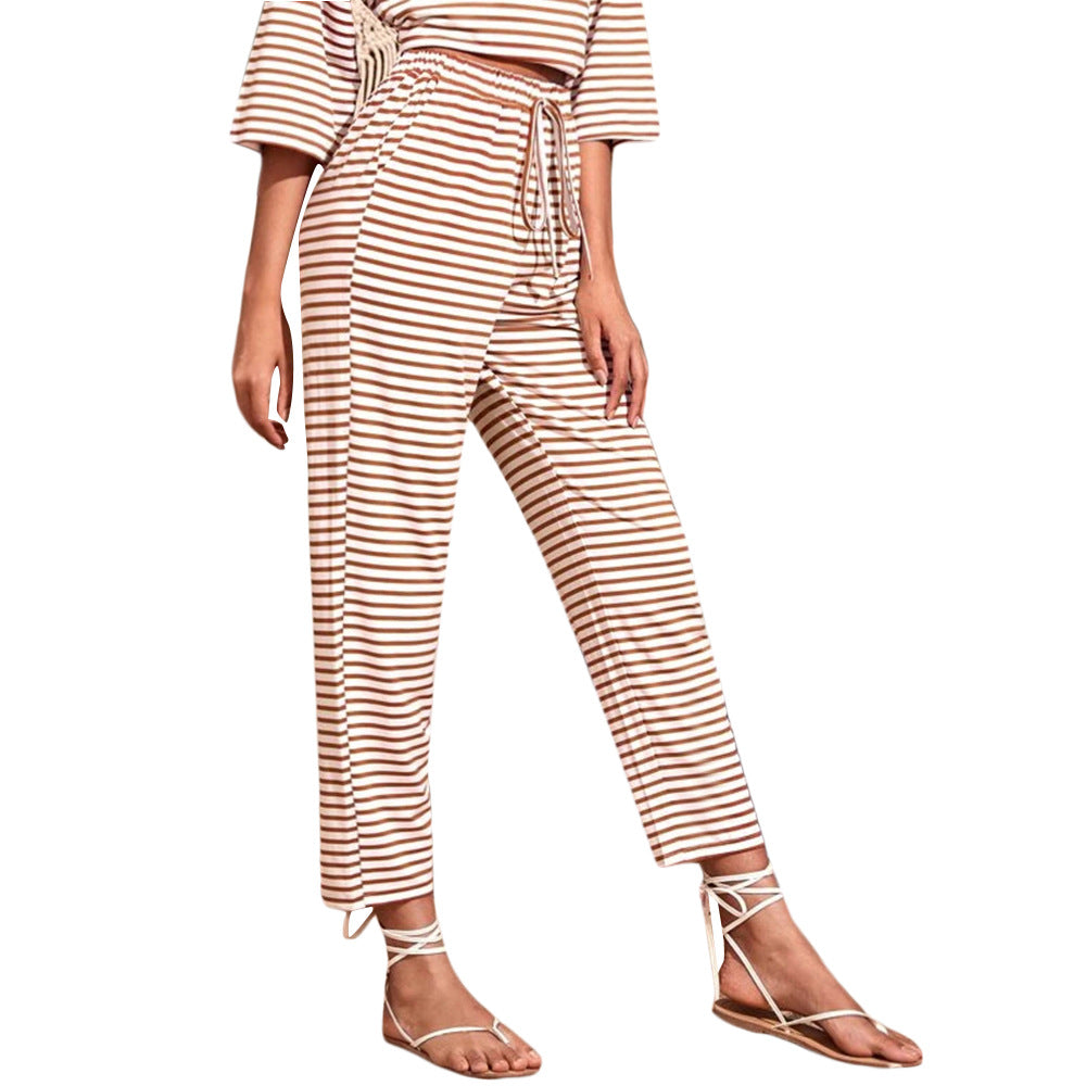 Damen Jersey-Loungehose mit elastischem Bund Tunnelzug Eingrifftaschen geradem Bein Eichborn Berlin