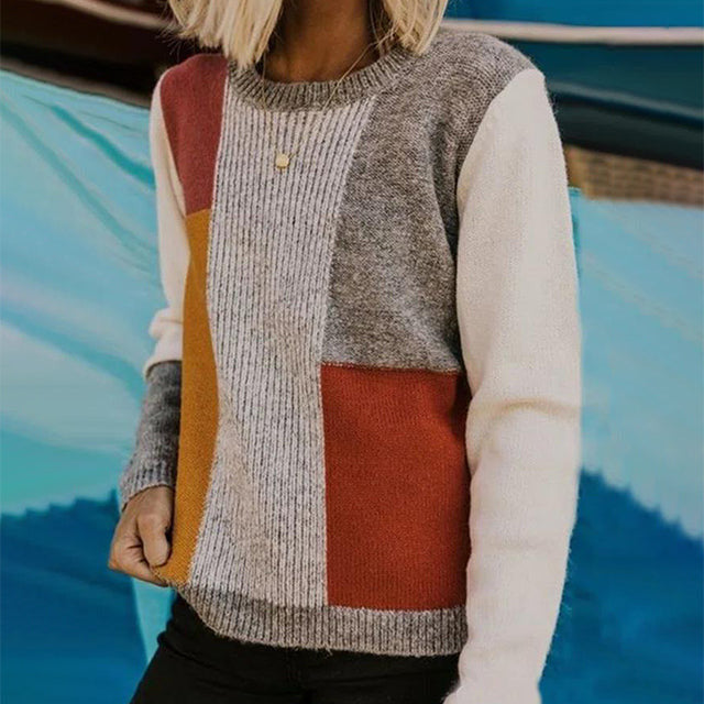 EB | Patchwork Strickpullover mit Verschiedenen Mustern