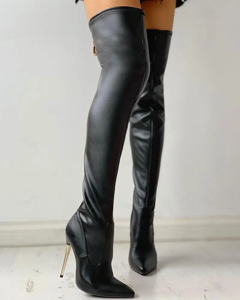 Heidi-Mode | Überknee Stiefel mit Ener Ferse und Reißverschluss