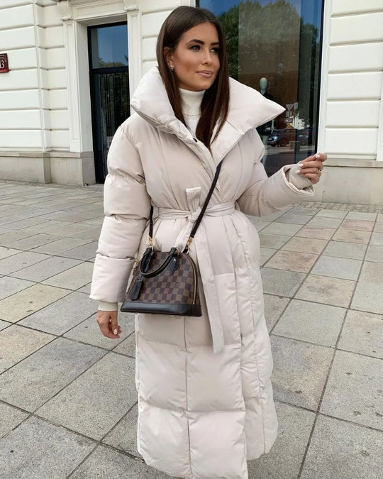 EB | Lange Pufferjacke mit Gürtel