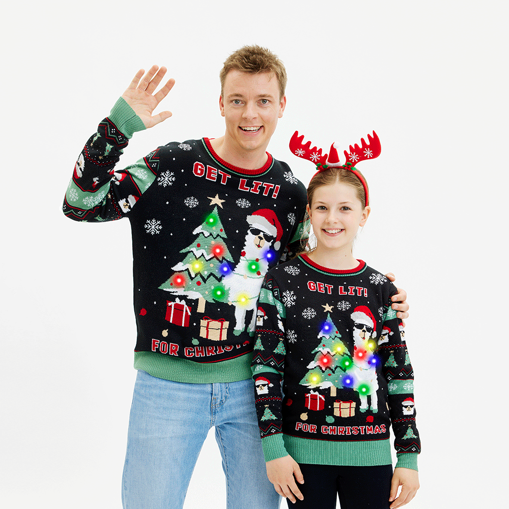 EB | Get Lit Llama Weihnachten Weihnachts-Pullover Herren