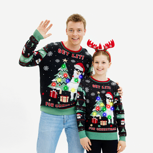 EB | Get Lit Llama Weihnachten Weihnachts-Pullover Herren