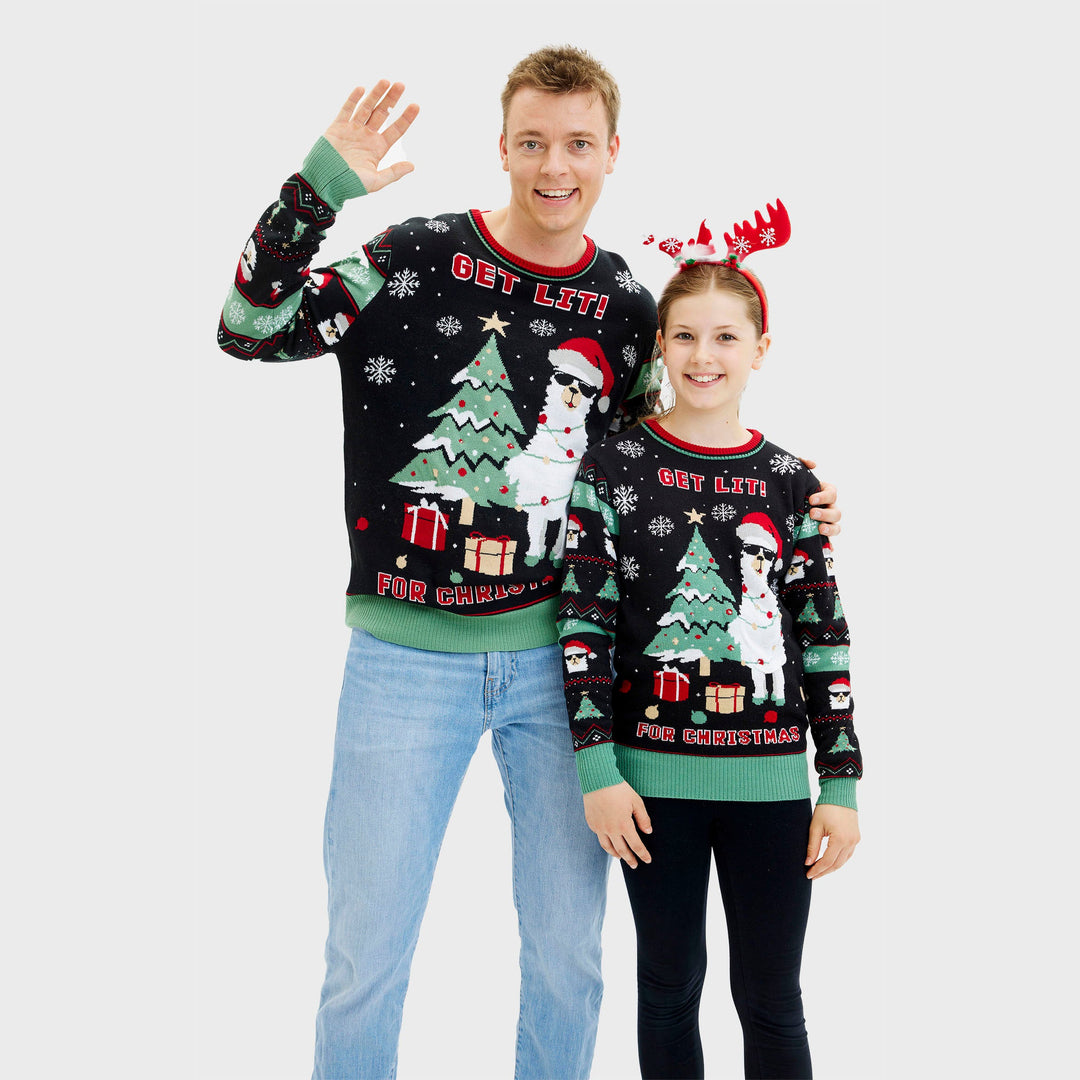 EB | Get Lit Llama Weihnachten Weihnachts-Pullover Herren