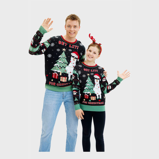 EB | Get Lit Llama Weihnachten Weihnachts-Pullover Herren