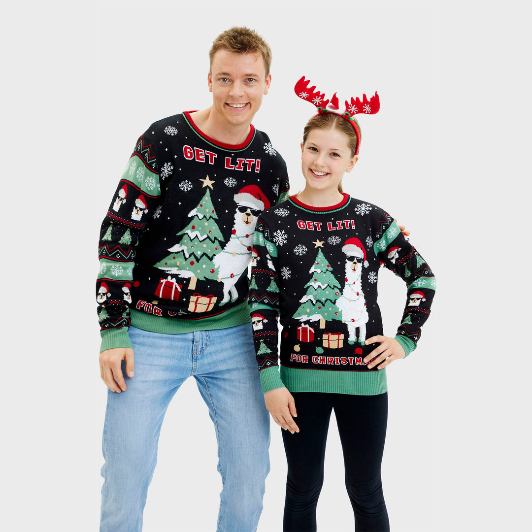 EB | Get Lit Llama Weihnachten Weihnachts-Pullover Herren