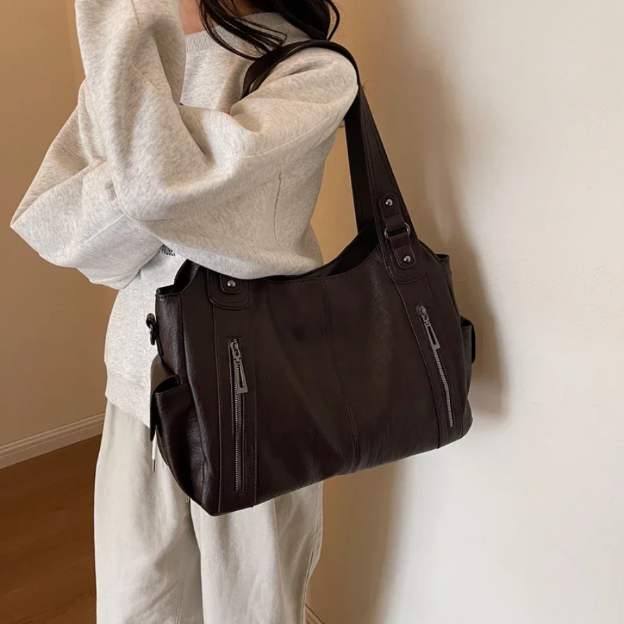 EB | Stilvolle Lederhandtasche Mit Reißverschluss