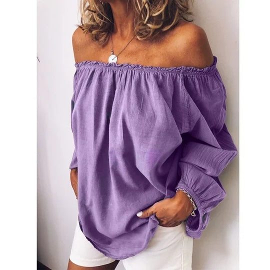 EB | Off Shoulder Bluse mit Eleganten Ballonärmeln