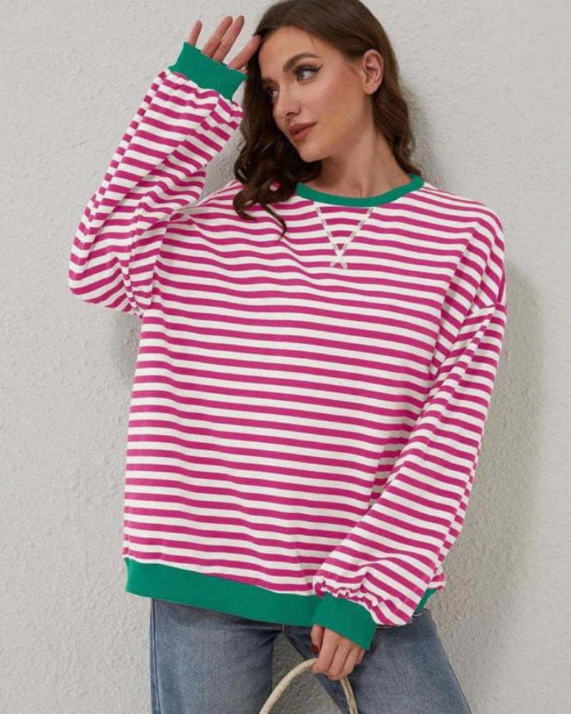 EB | Übergrößen Streifen Langarm Sweatshirt