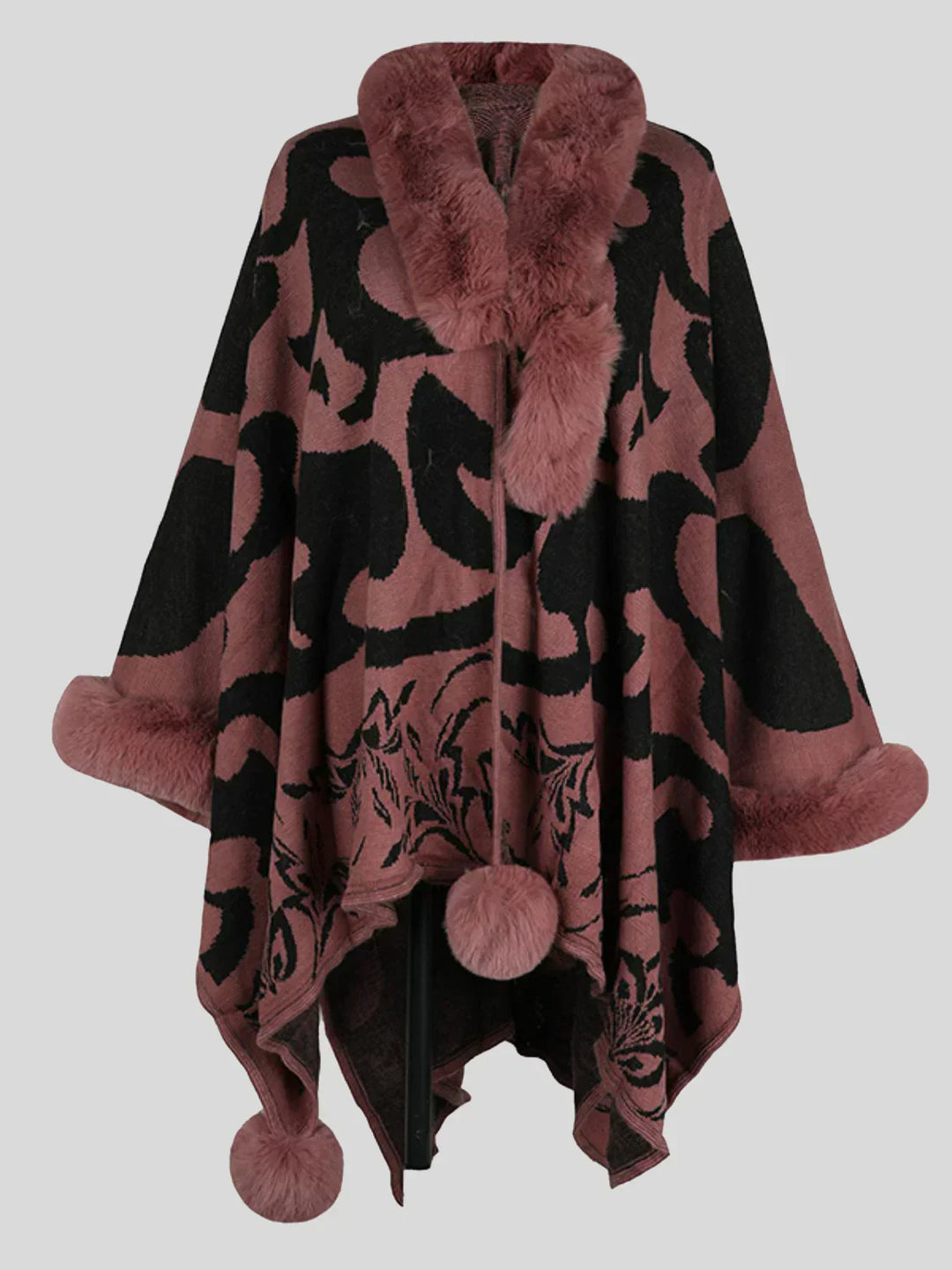 EB | Stilvolles Poncho für Den Winter mit Druck
