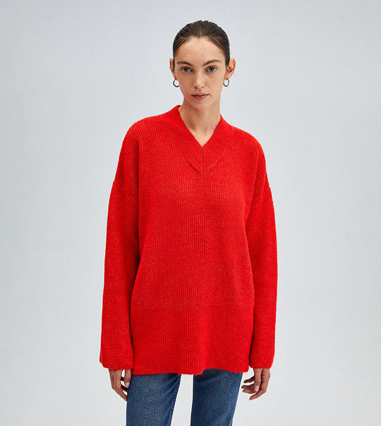 EB | Roter Kapuzen Freizeitpullover