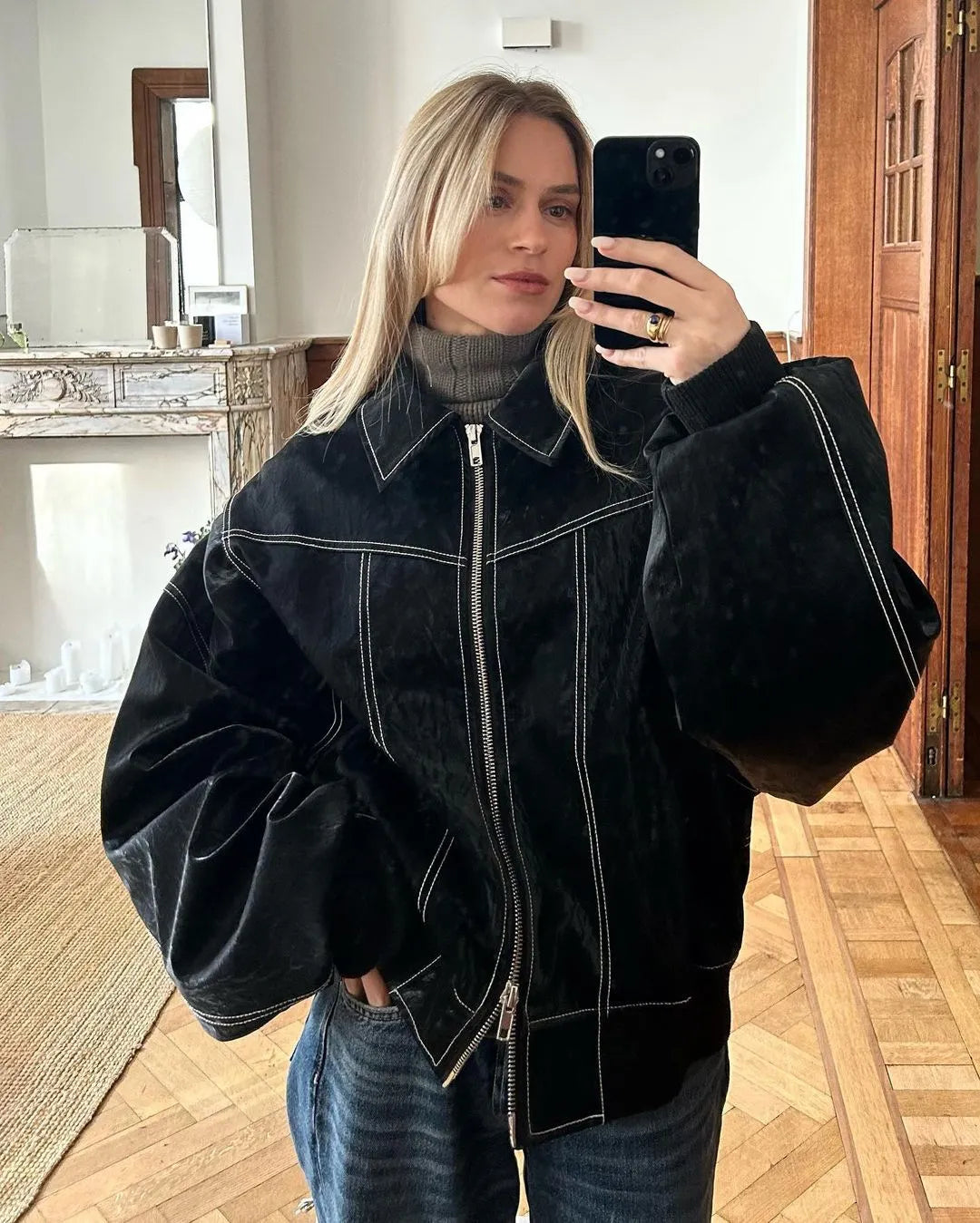 EB | Oversized Bomberjacke Stilvoll und Wärmeresistent Perfekt für Herbst und Winter
