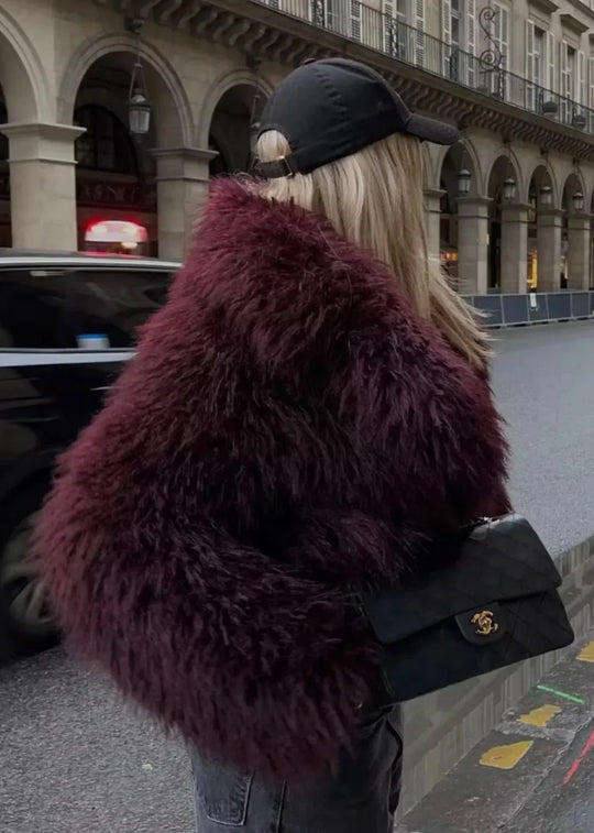 EB | Kunstpelz Winterjacke in Burgunder