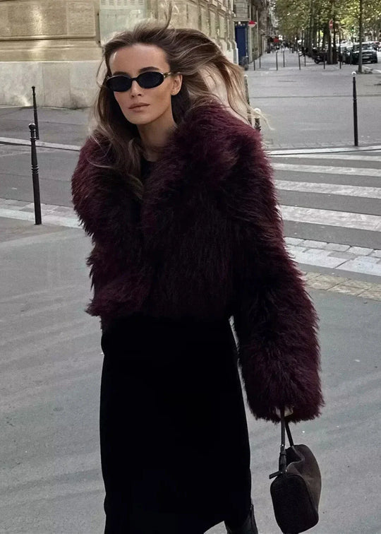 EB | Kunstpelz Winterjacke in Burgunder