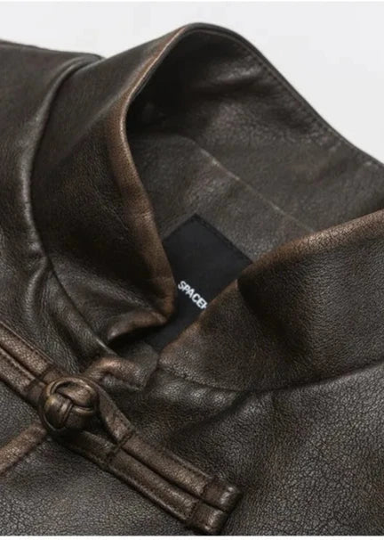 EB | Lässige PU-Lederjacke mit Stehkragen