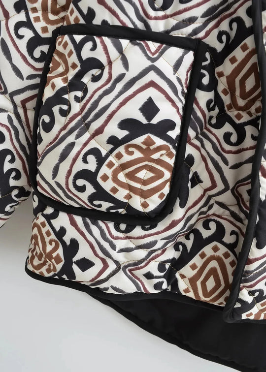 EB | Druck Kontrastfarbe Baumwollgepolsterte Jacke