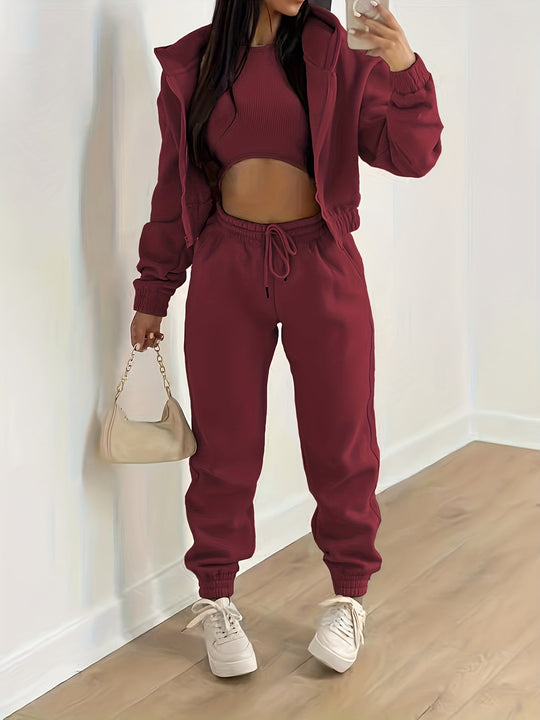 EB | Kapuzenjacke & Tanktop & Jogginghose Drei Teilige Satz Outfits