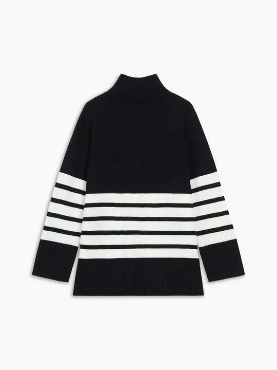 EB | Miss Paris Mock Neck Gestreifter Pullover