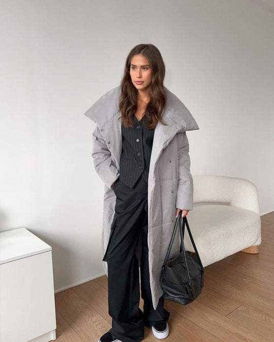 EB | Lange Pufferjacke mit Gürtel