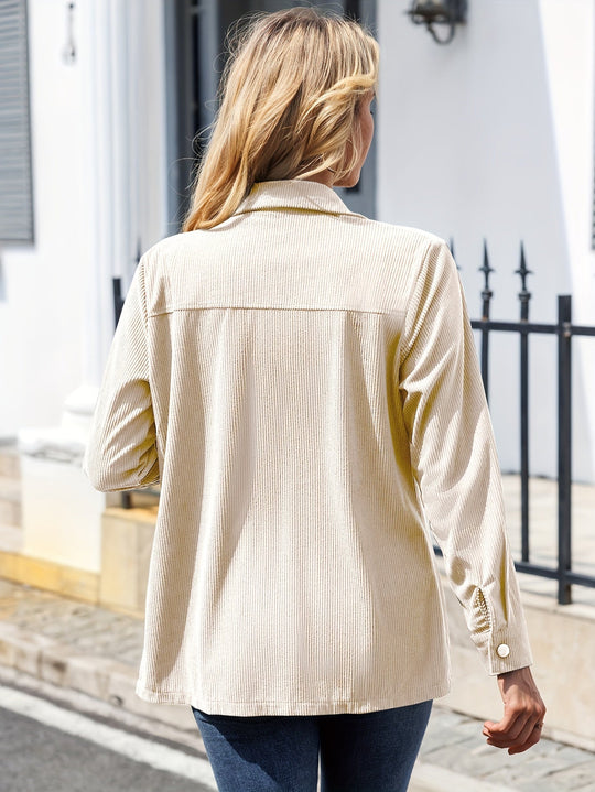 EB | Rippjacke mit Knöpfen Polyester Lässig und Funktional