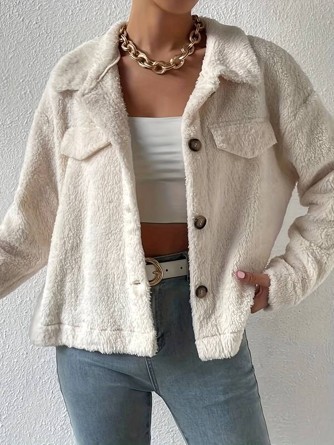EB | Jacke - Weicher Kunstpelz - Lässiger Schnitt - Lange Ärmel und Warm