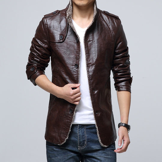 Herren modische Kunstlederjacke mit weichem Innenfutter EB