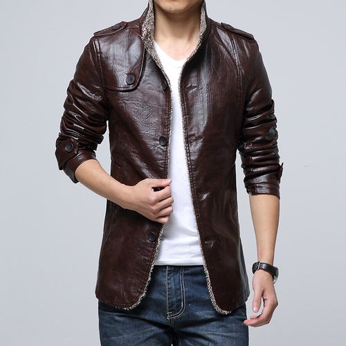 Herren modische Kunstlederjacke mit weichem Innenfutter EB