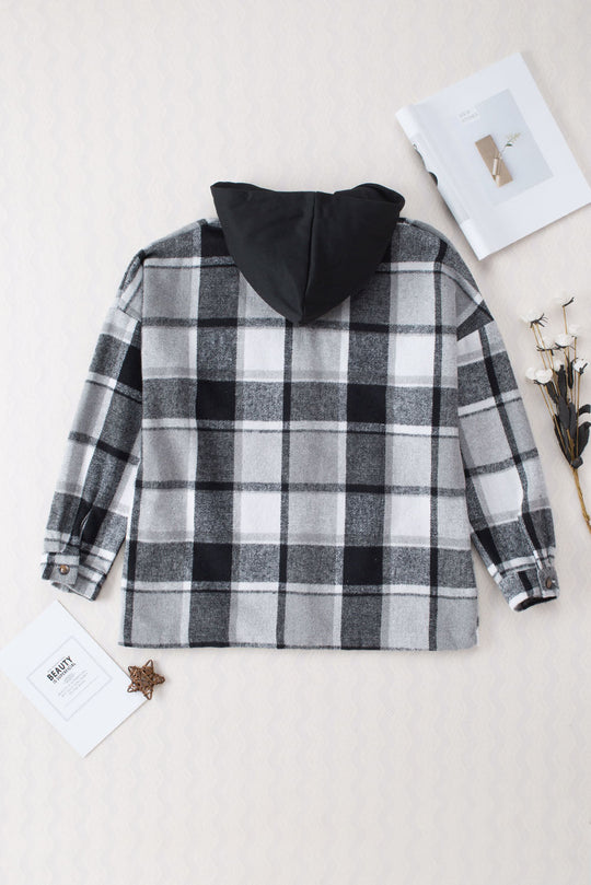 EB | Gitter Oversized Jacke mit Kapuze Lässiger Komfort Warm und Trendy