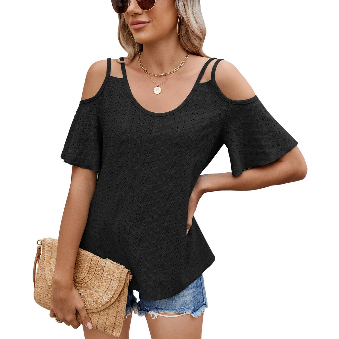 EB | Schulterfreies T-Shirt mit V-Ausschnitt