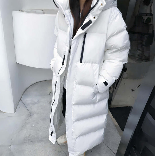 EB | Damen Lang Pufferjacke mit Kapuze