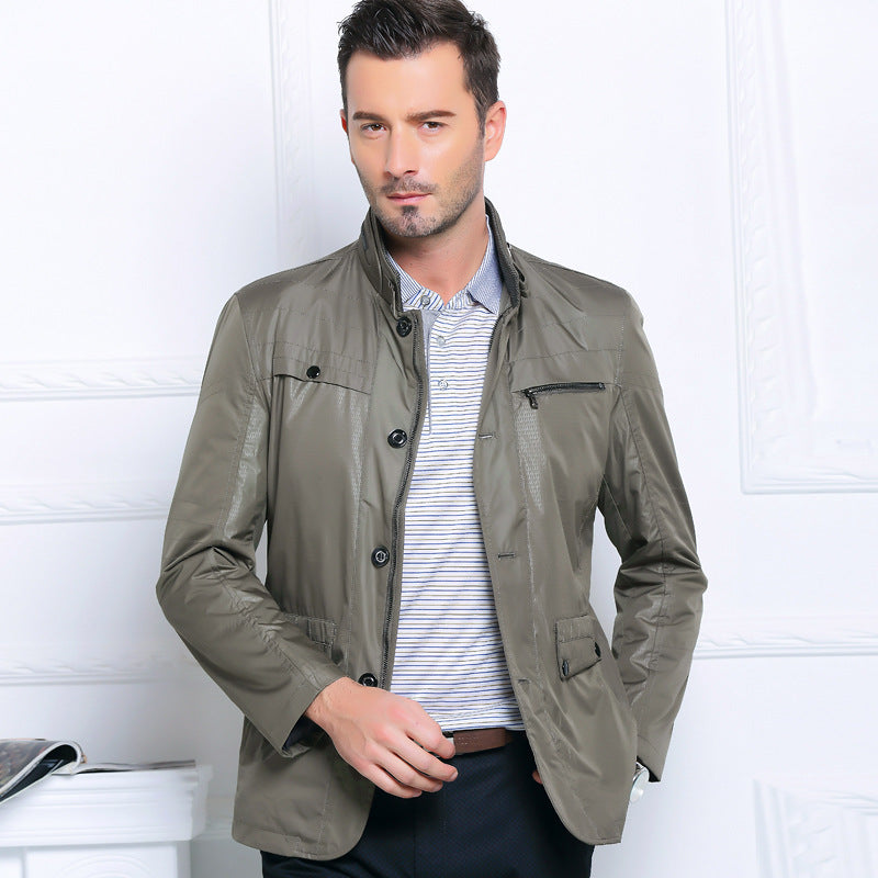 Herren Leichte Fieldjacke im City-Utility-Stil mit Stehkragen EB