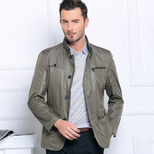 Herren Leichte Fieldjacke im City-Utility-Stil mit Stehkragen EB