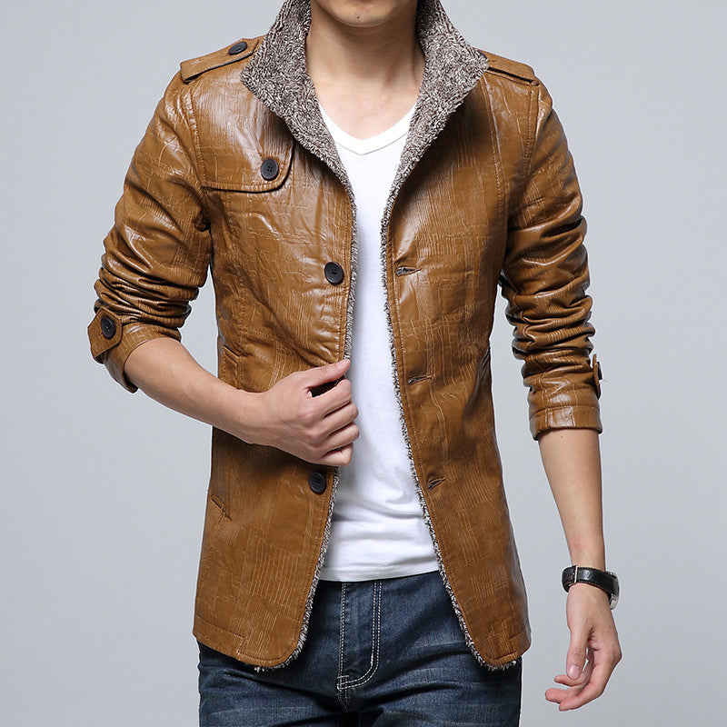 Herren modische Kunstlederjacke mit weichem Innenfutter EB
