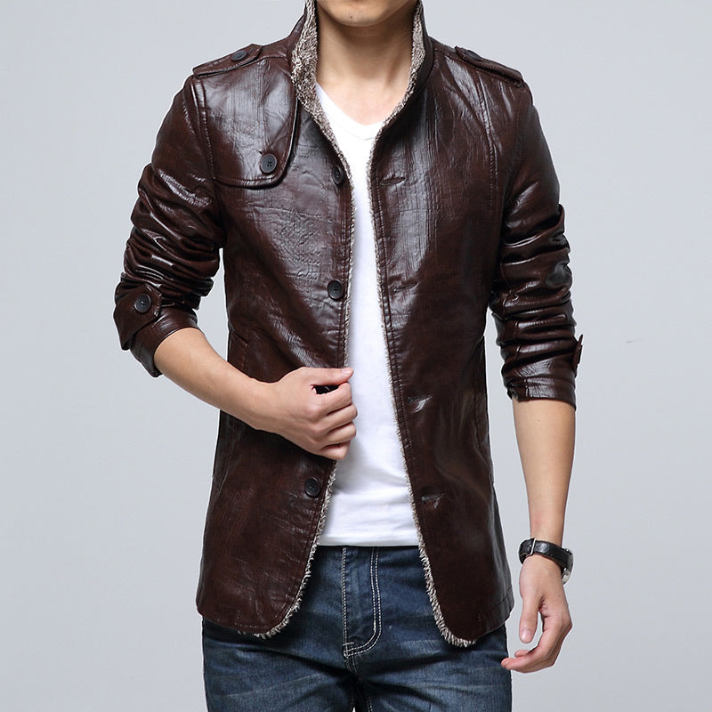 Herren modische Kunstlederjacke mit weichem Innenfutter EB