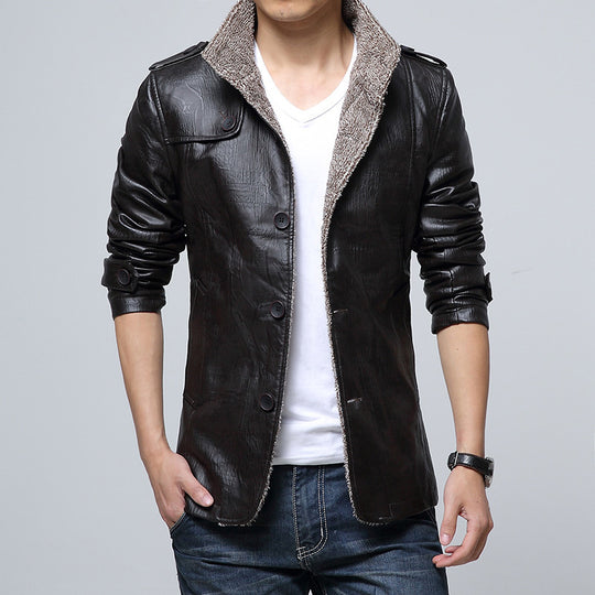 Herren modische Kunstlederjacke mit weichem Innenfutter EB