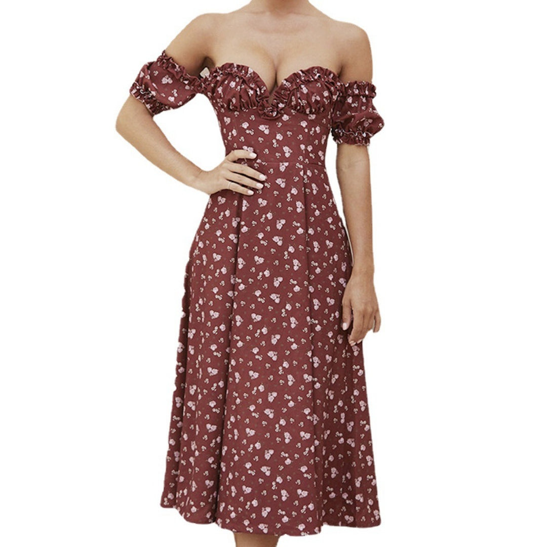 EB | Geschlitztes Blumenkleid schulterfreies Röhrentop-Kleid