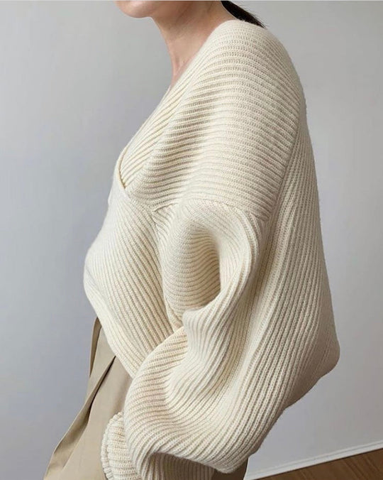 EB | Rippstrick-cross-over-pullover Weich und Elegant Moderne Passform