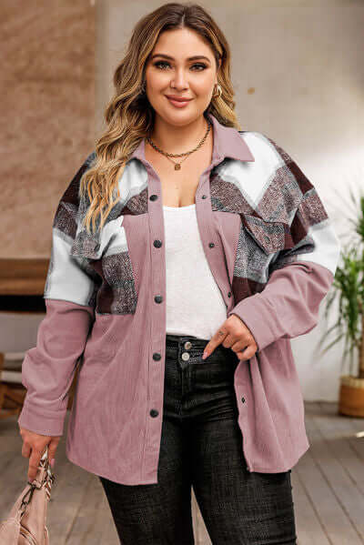 EB | Plus Size Karos Shacket Jacke für Damen