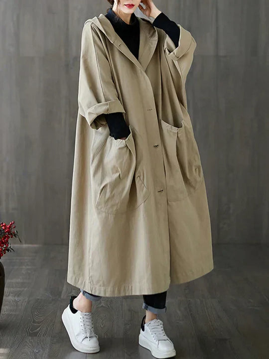 EB | Longline Mantel - Mit Kapuze und aufgesetzten Taschen