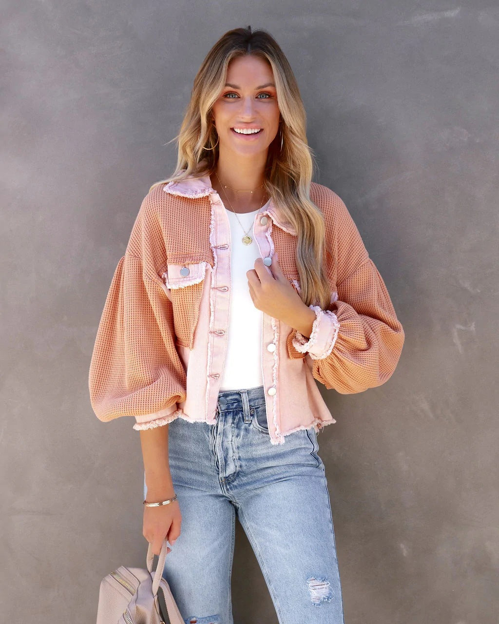 EB | Gekürzte Jacke Patchwork Design Statement Ärmel