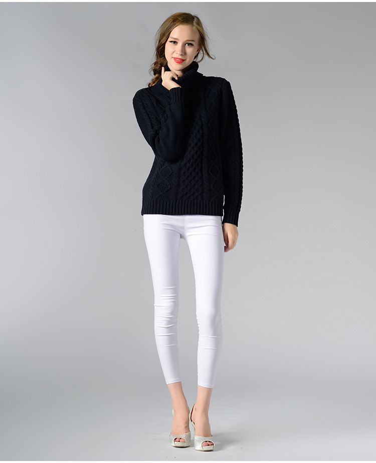 EB | Damen Rollkragenpullover mit langen Ärmeln und Kabelstrick