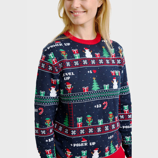 EB | Vintage Gaming Weihnachten Strickpullover Frauen